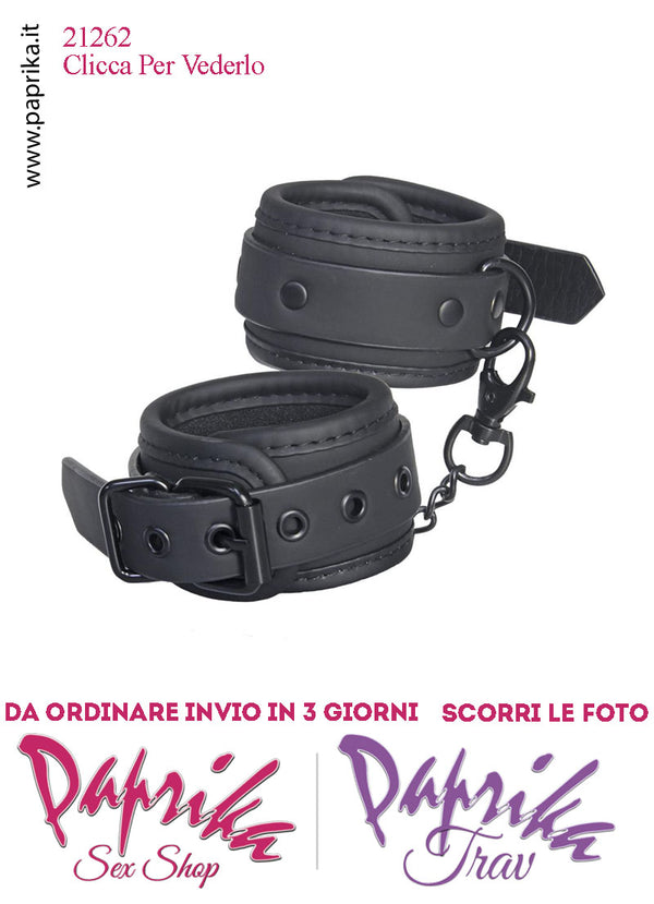 Manette Polsiere Alte Neoprene Liscio Anelli 2 Moschettoni Catenella