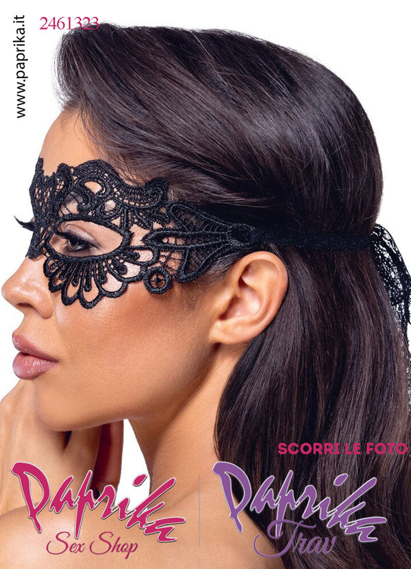 Mascherina Pizzo Lavorato Occhi Aperti Sagomata Allacciatura Posteriore