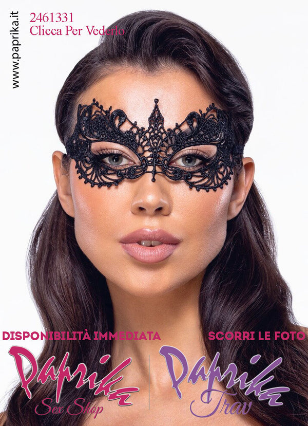 Mascherina Occhi Aperti Pizzo Lavorato Sagomata Allacciatura Posteriore