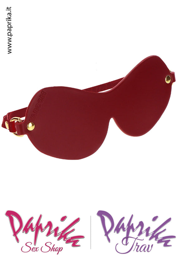 Mascherina Sagomata Occhi Chiusi Pelle Vegan Rosso Elastico Posteriore