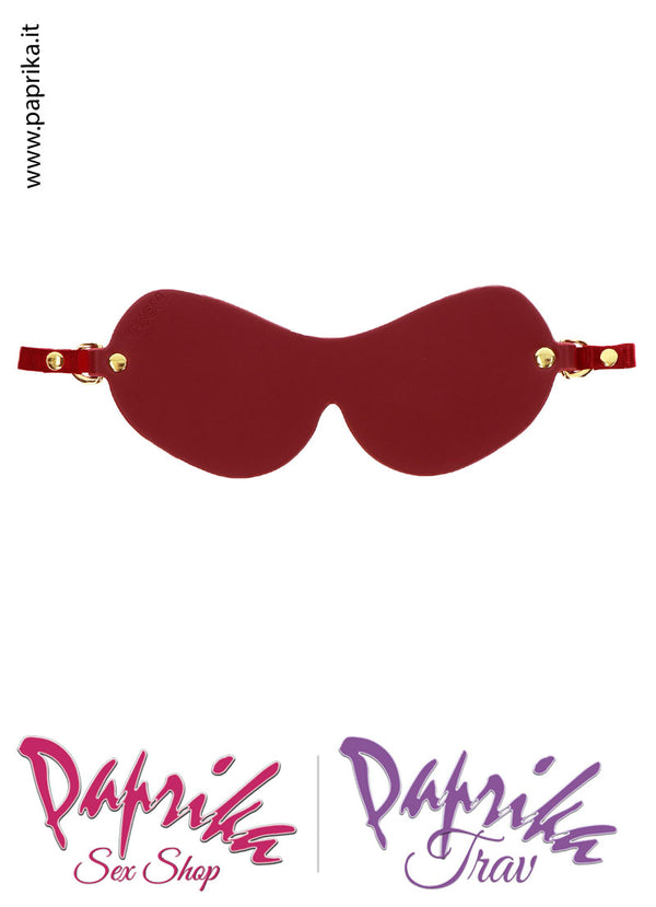 Mascherina Sagomata Occhi Chiusi Pelle Vegan Rosso Elastico Posteriore