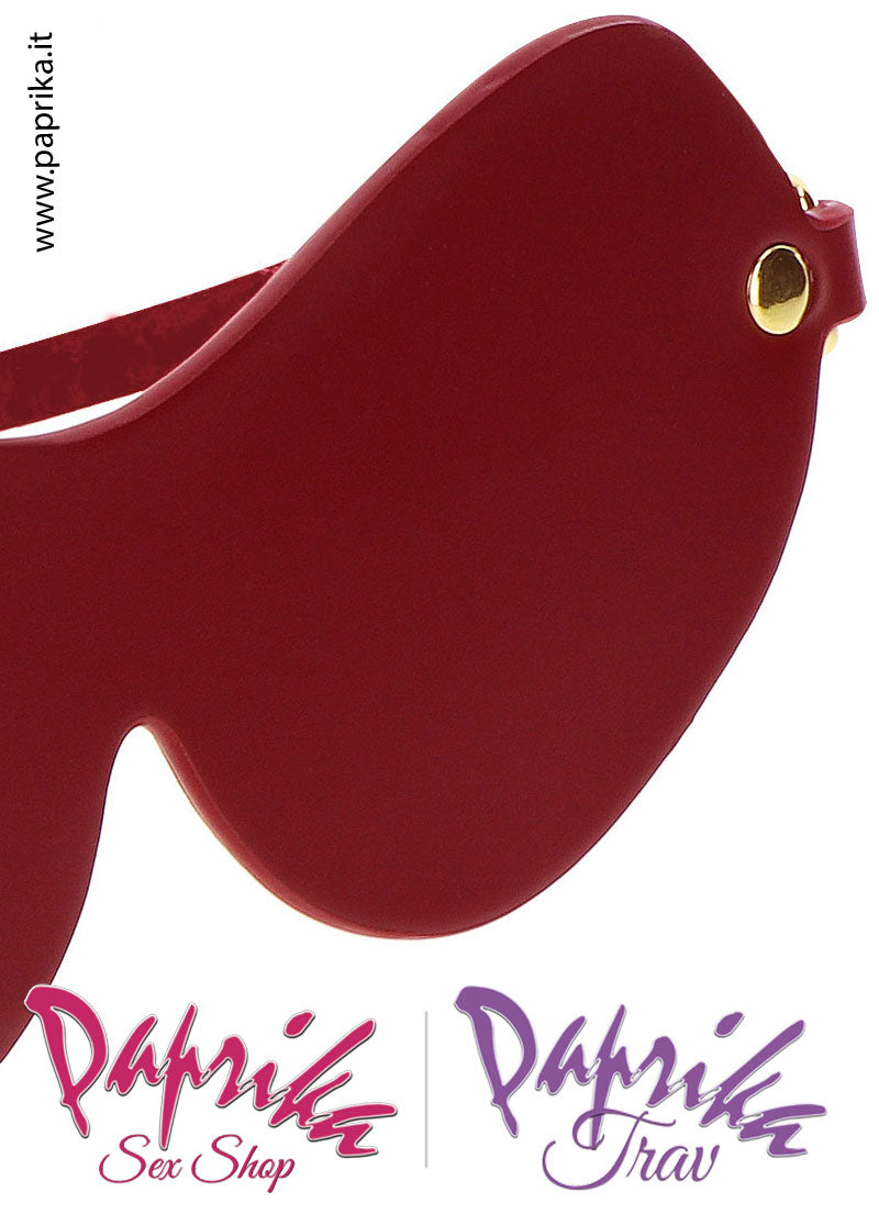 Mascherina Sagomata Occhi Chiusi Pelle Vegan Rosso Elastico Posteriore