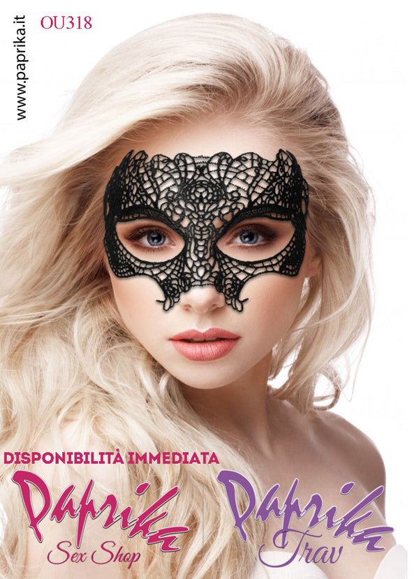 Mascherina Occhi Aperti Pizzo Lavorato Sagomata Allacciata Dietro