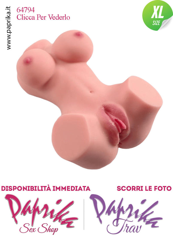 Busto Masturbatore Vagina Ano 30 cm Non Vibrante Seno Prosperoso 2.4 Kg