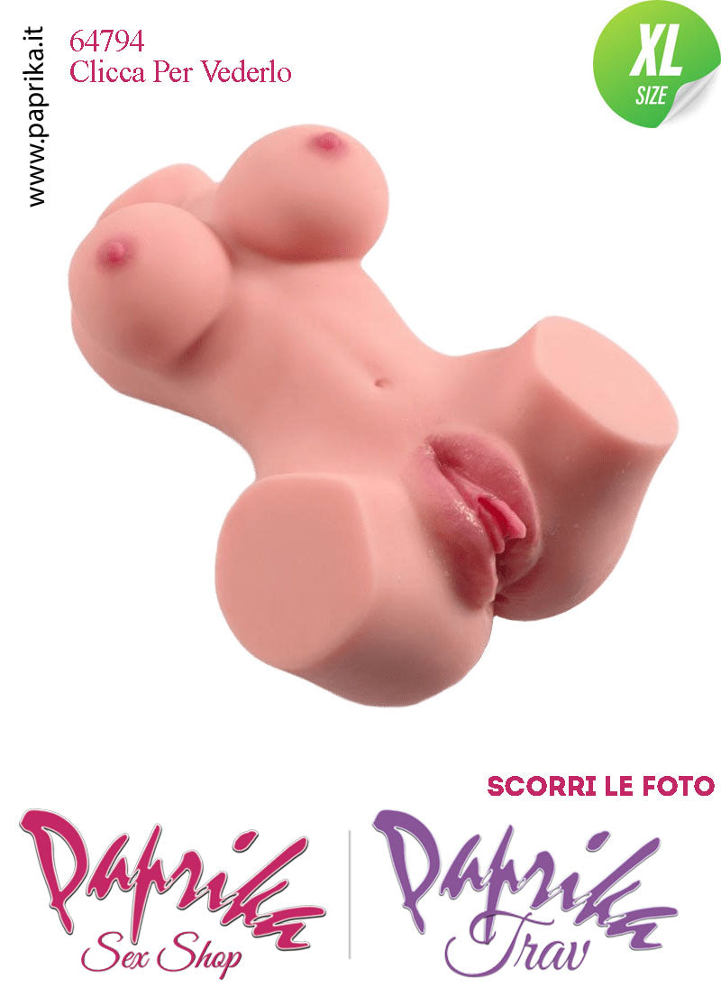 Busto Masturbatore Vagina Ano 30 cm Non Vibrante Seno Prosperoso 2.4 Kg