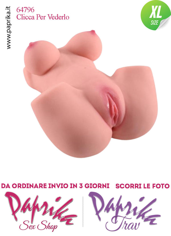 Busto Masturbatore Vagina Ano 38 cm Non Vibrante Seno Prosperoso 6 Kg