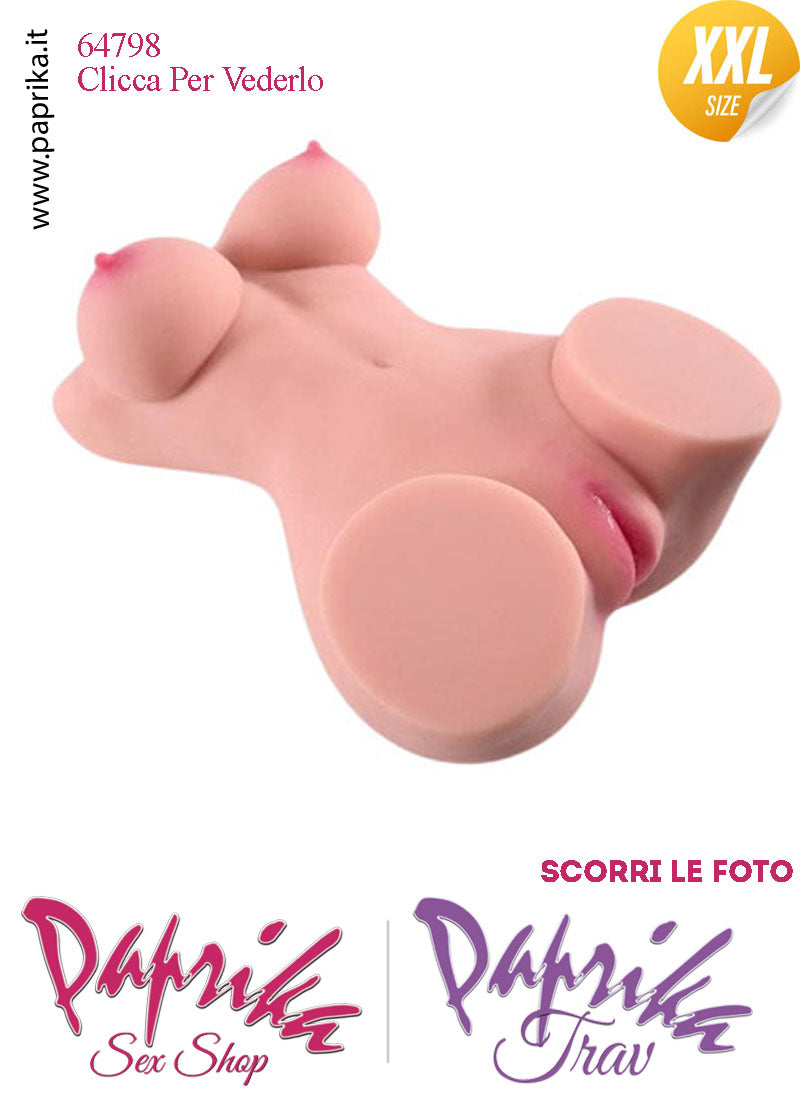 Busto Masturbatore Vagina Ano 48 cm Non Vibrante Seno Prosperoso 9 Kg