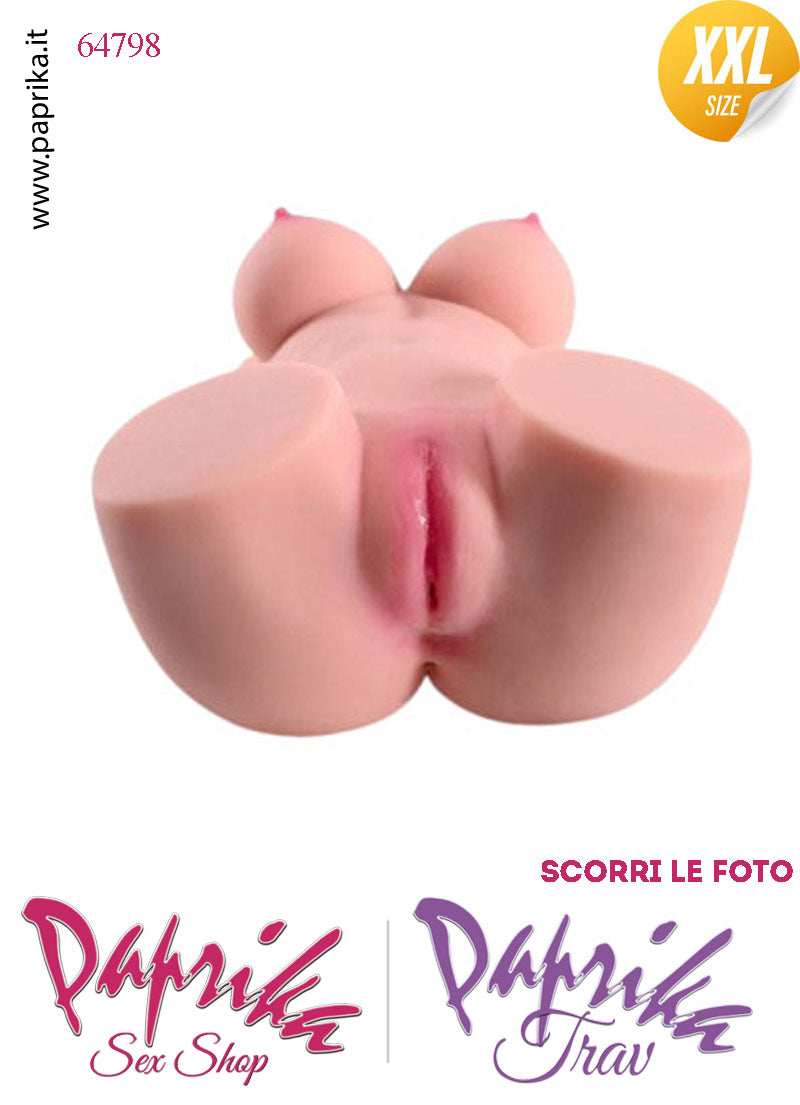 Busto Masturbatore Vagina Ano 48 cm Non Vibrante Seno Prosperoso 9 Kg