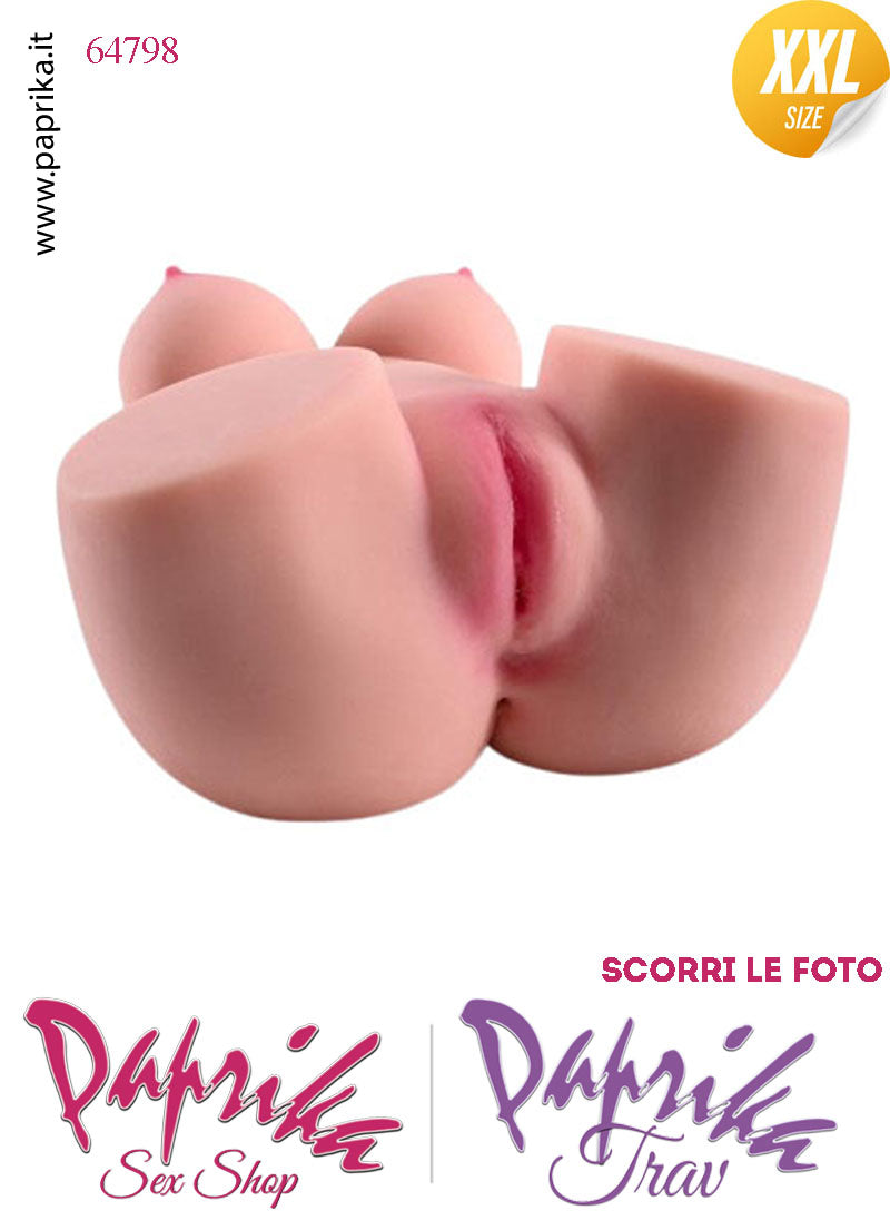 Busto Masturbatore Vagina Ano 48 cm Non Vibrante Seno Prosperoso 9 Kg