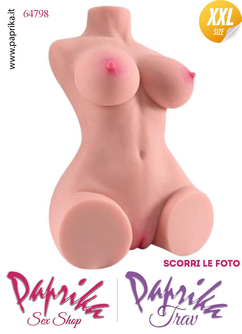 Busto Masturbatore Vagina Ano 48 cm Non Vibrante Seno Prosperoso 9 Kg