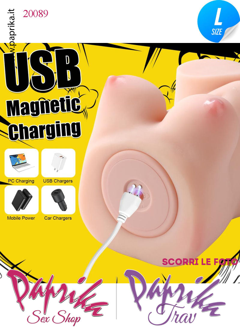 Masturbatore Vagina Su & Giù Vibrante 4 + 3 Velocità Seno Piccolo 23 cm 2.7 Kg