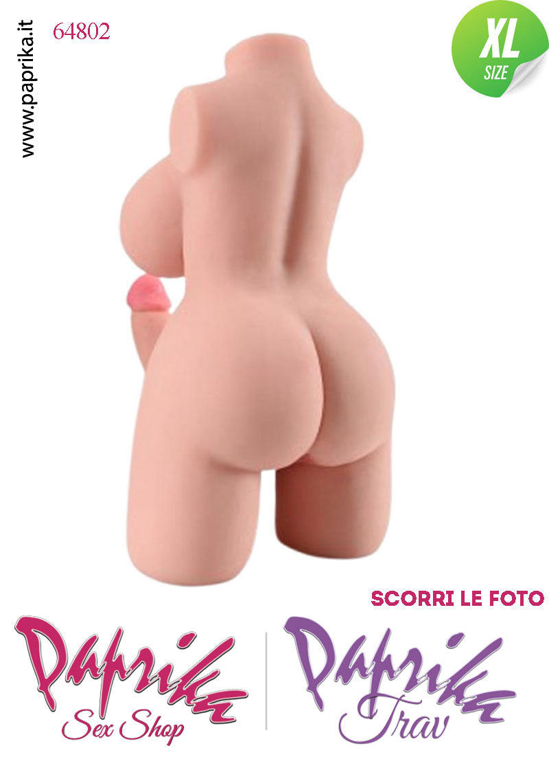 Busto Trans Ermafrodita Vagina Pene Flessibile Seno Grande Non Vibrante 42 cm