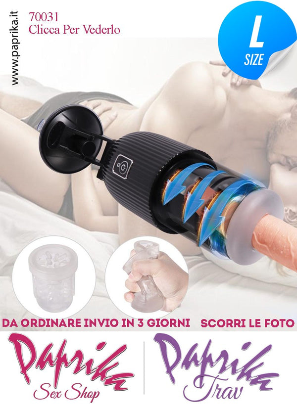 Masturbatore Maschile Morbidissimo Rotante Voce 10 Funzioni Tubo Nero