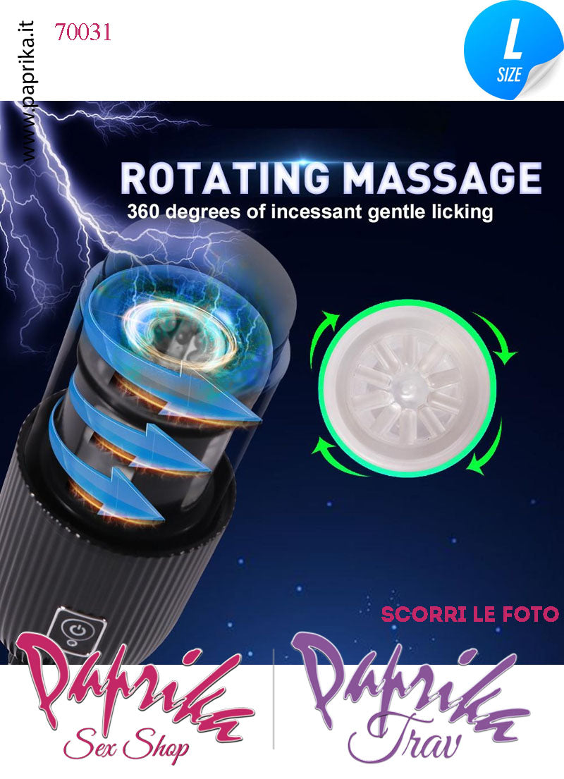 Masturbatore Maschile Morbidissimo Rotante Voce 10 Funzioni Tubo Nero