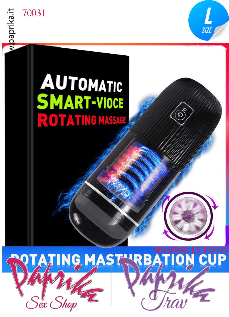 Masturbatore Maschile Morbidissimo Rotante Voce 10 Funzioni Tubo Nero