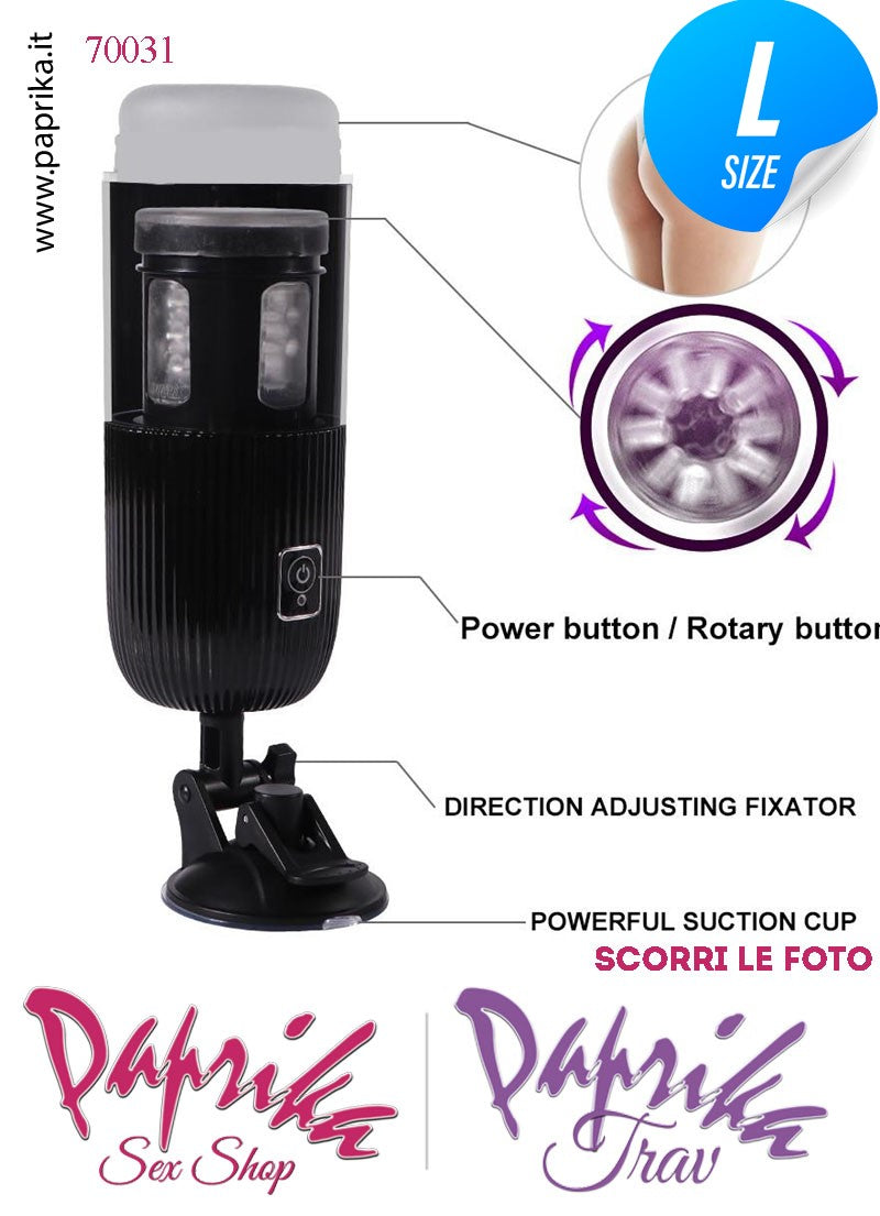 Masturbatore Maschile Morbidissimo Rotante Voce 10 Funzioni Tubo Nero