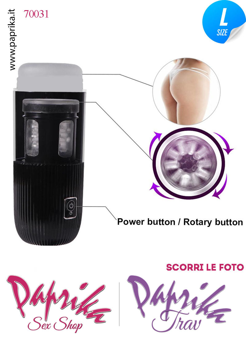 Masturbatore Maschile Morbidissimo Rotante Voce 10 Funzioni Tubo Nero