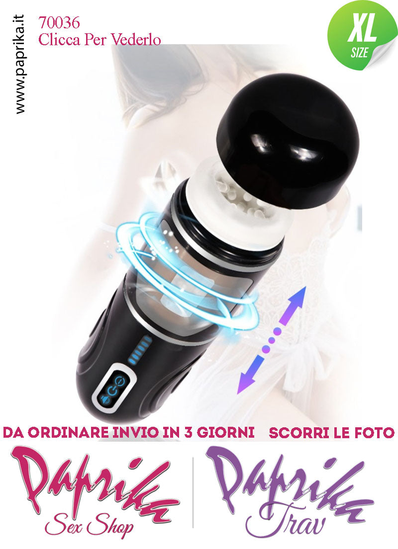 Vagina Masturbatore Morbidissimo Rotante Su & Giù Voce 10 Funzioni Tubo Nero