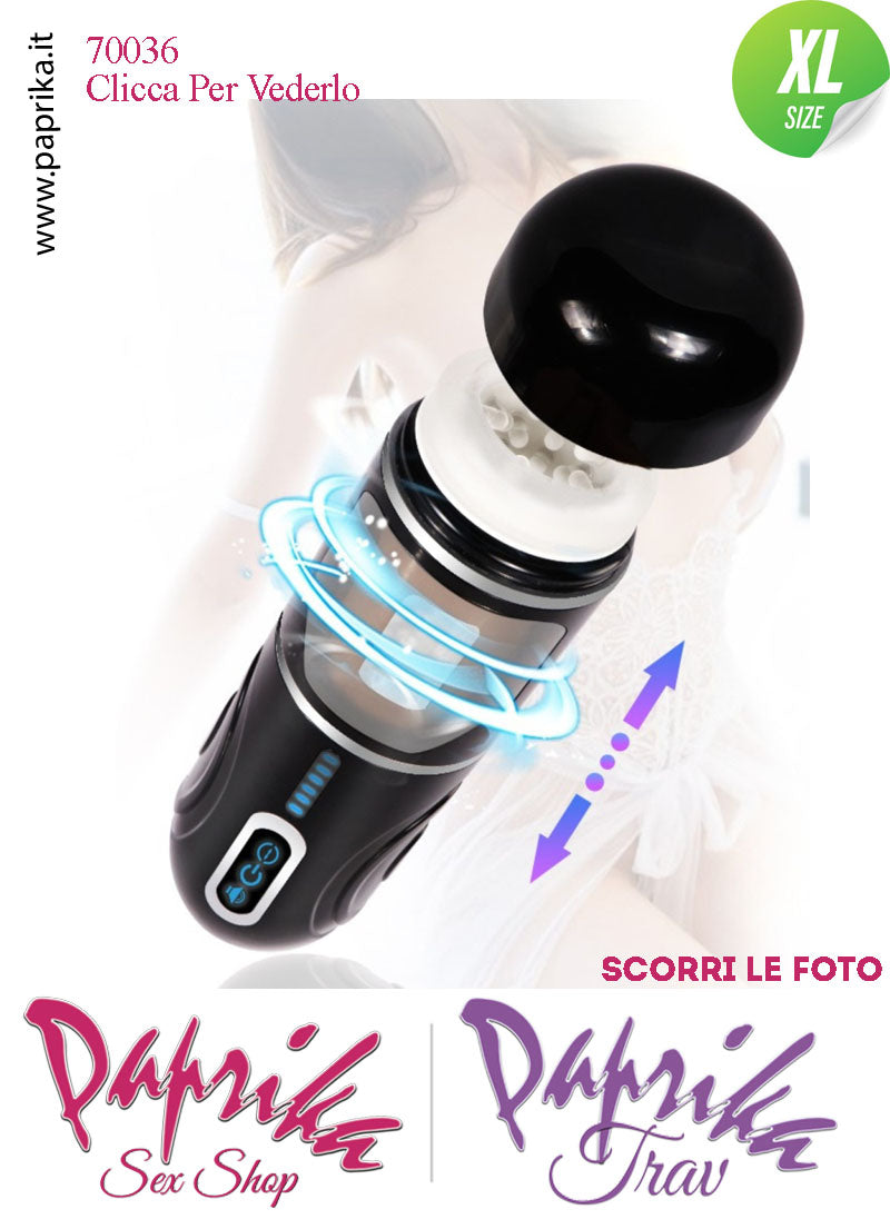 Vagina Masturbatore Morbidissimo Rotante Su & Giù Voce 10 Funzioni Tubo Nero