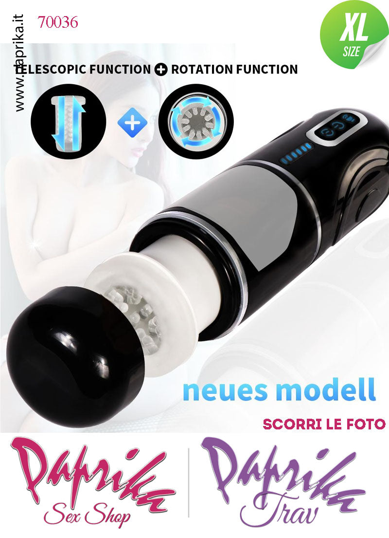 Vagina Masturbatore Morbidissimo Rotante Su & Giù Voce 10 Funzioni Tubo Nero