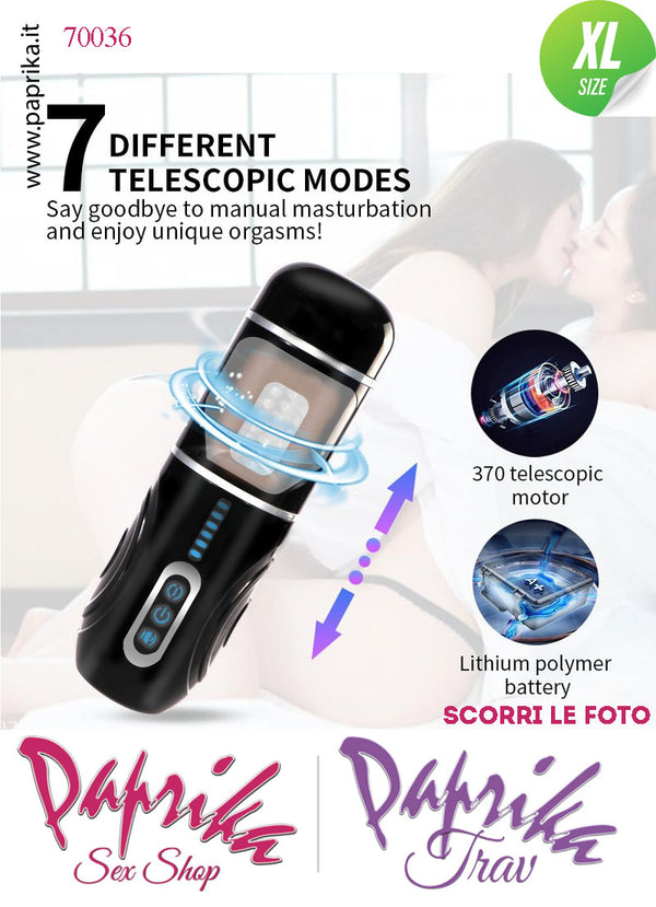 Vagina Masturbatore Morbidissimo Rotante Su & Giù Voce 10 Funzioni Tubo Nero