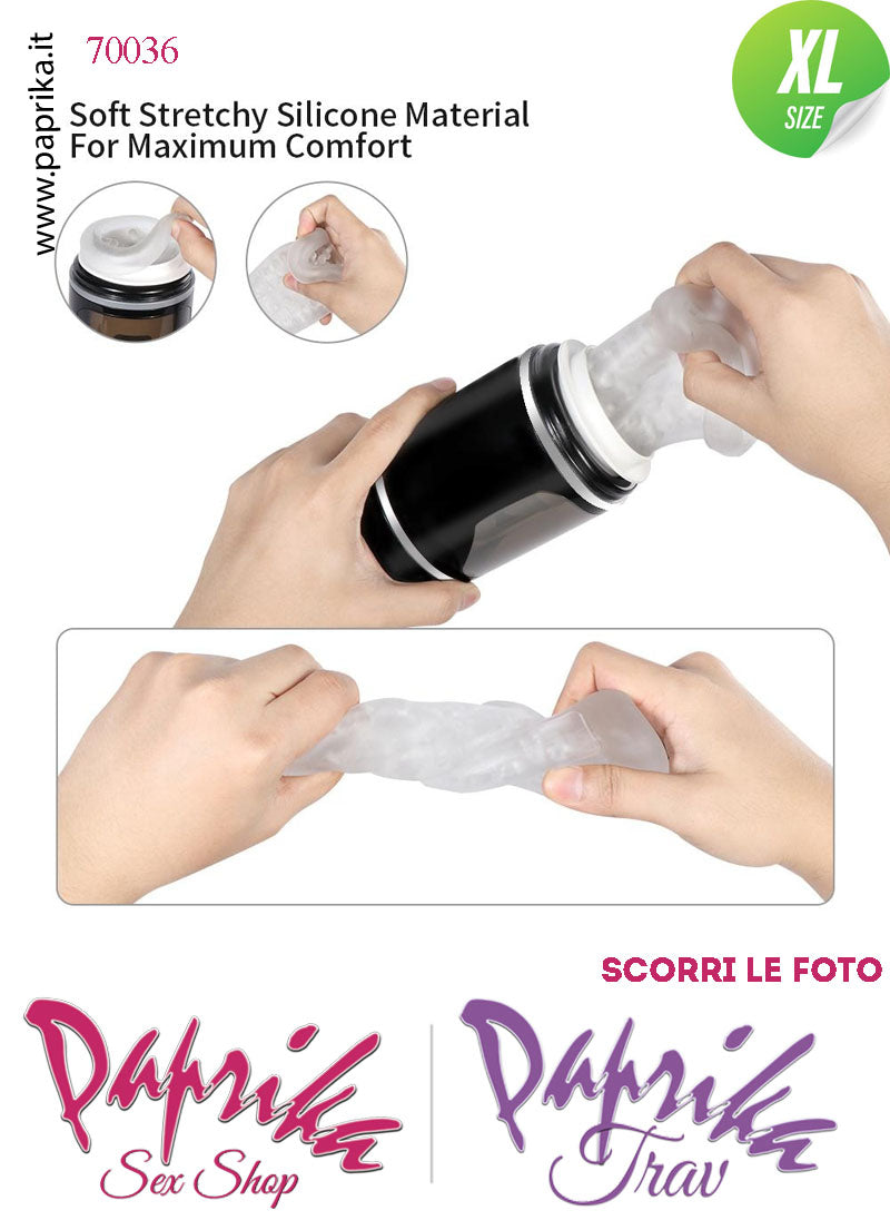 Vagina Masturbatore Morbidissimo Rotante Su & Giù Voce 10 Funzioni Tubo Nero