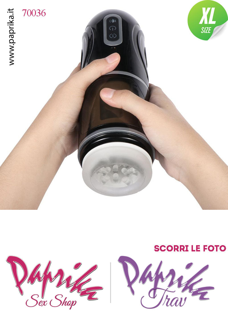 Vagina Masturbatore Morbidissimo Rotante Su & Giù Voce 10 Funzioni Tubo Nero