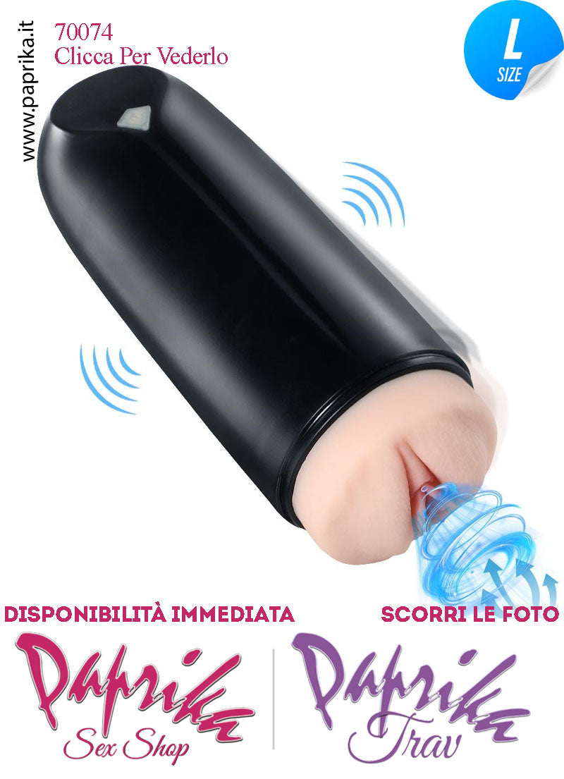 Vagina Morbidissima Masturbatore Vibrante 10 Funzioni e Aspirazione Tubo Nero