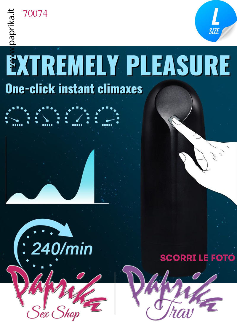 Vagina Morbidissima Masturbatore Vibrante 10 Funzioni e Aspirazione Tubo Nero