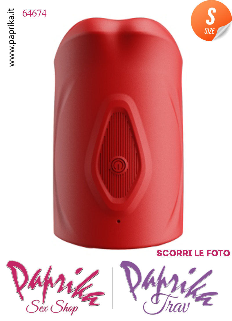 Masturbatore Maschile Labbra Rosso Vibrante 9 Funzioni Apribile 10 cm
