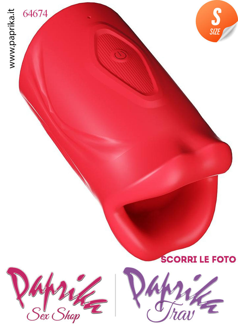 Masturbatore Maschile Labbra Rosso Vibrante 9 Funzioni Apribile 10 cm