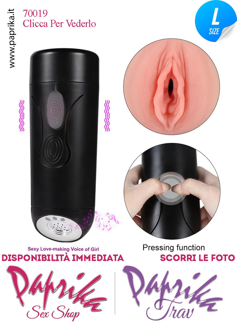 Vagina Morbidissima Masturbatore Vibrante 10 Funzioni Compressione Tubo Nero