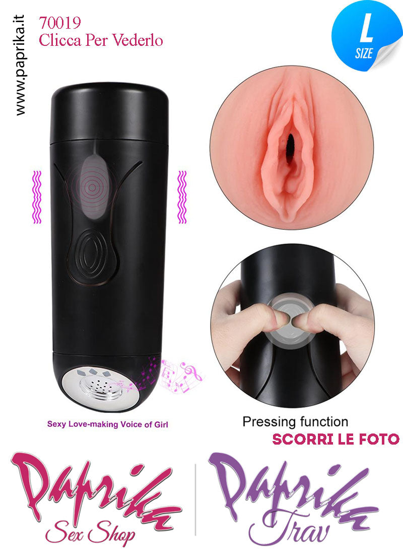 Vagina Morbidissima Masturbatore Vibrante 10 Funzioni Compressione Tubo Nero