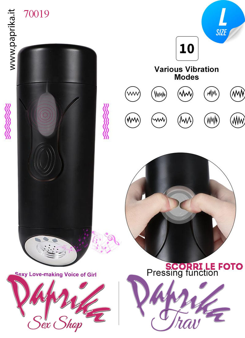 Vagina Morbidissima Masturbatore Vibrante 10 Funzioni Compressione Tubo Nero