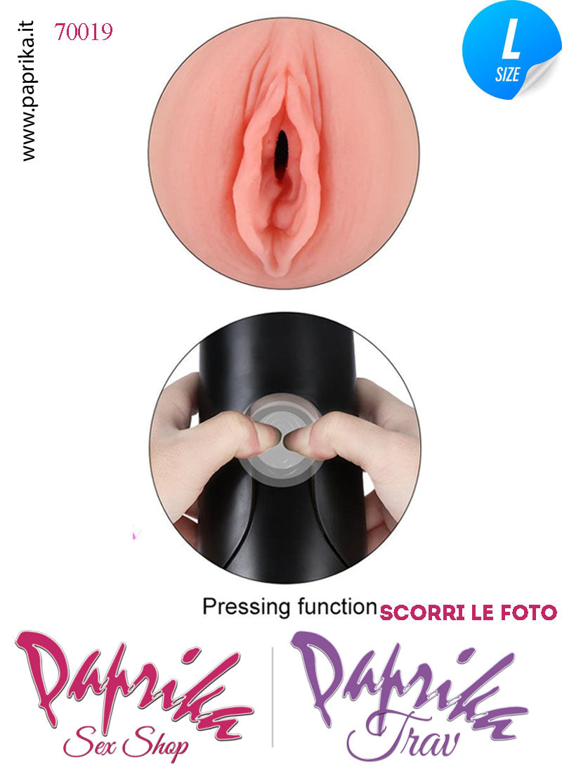 Vagina Morbidissima Masturbatore Vibrante 10 Funzioni Compressione Tubo Nero