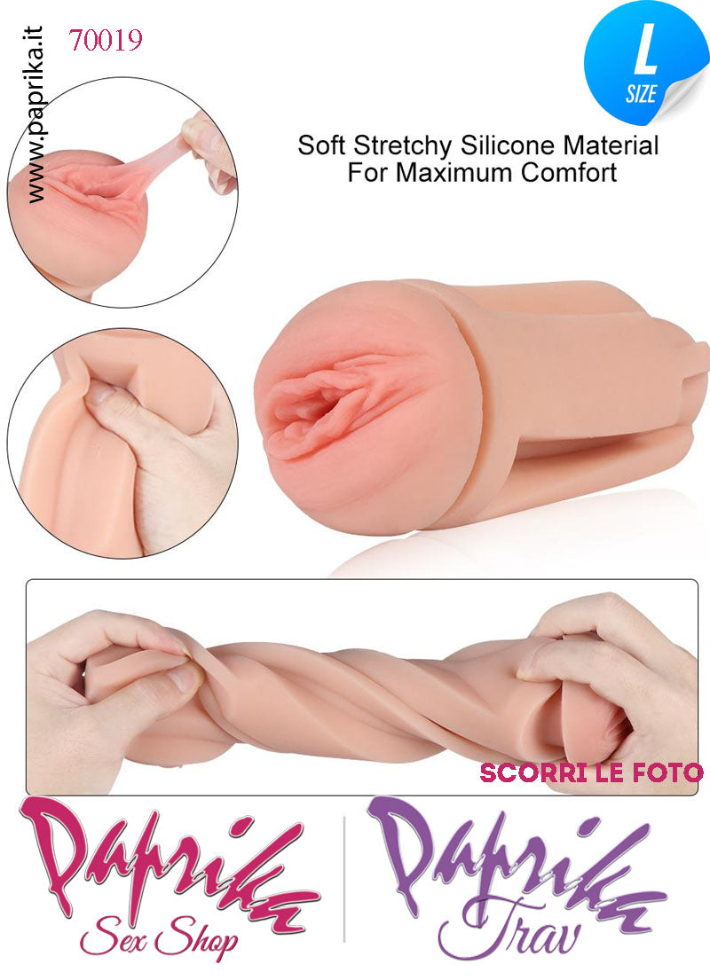 Vagina Morbidissima Masturbatore Vibrante 10 Funzioni Compressione Tubo Nero