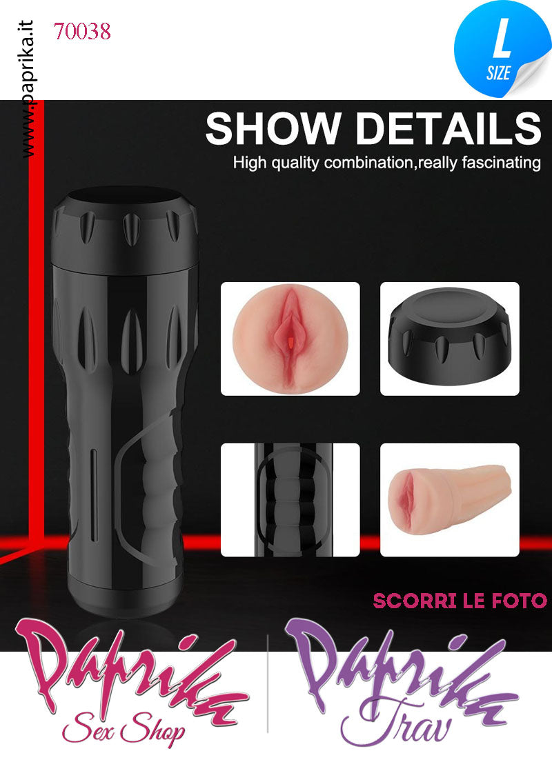 Vagina Morbidissima Masturbatore Maschile Compressione 10 Funzioni Tubo Nero