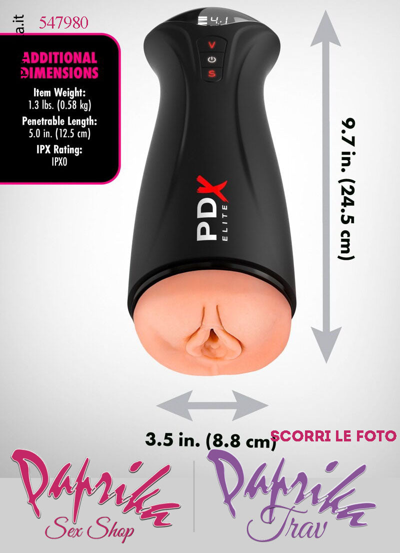 Vagina Masturbatore Vibrante e Risucchio 5 + 5 Velocità 25 cm Dispaly