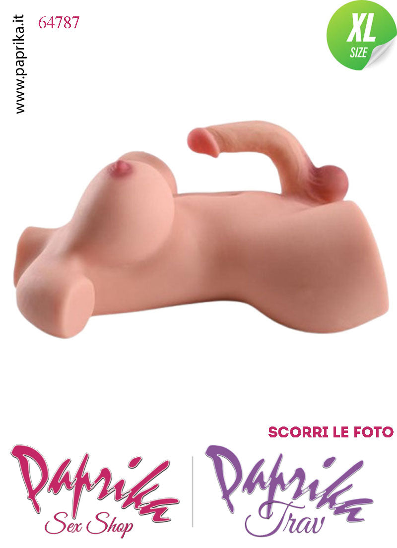 Busto Trans Pene Flessibile Grande Seno Prosperoso Non Vibrante 43 cm 10 Kg