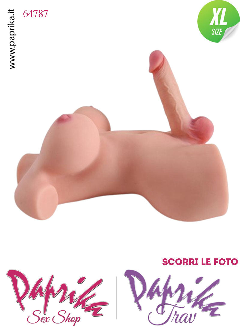 Busto Trans Pene Flessibile Grande Seno Prosperoso Non Vibrante 43 cm 10 Kg