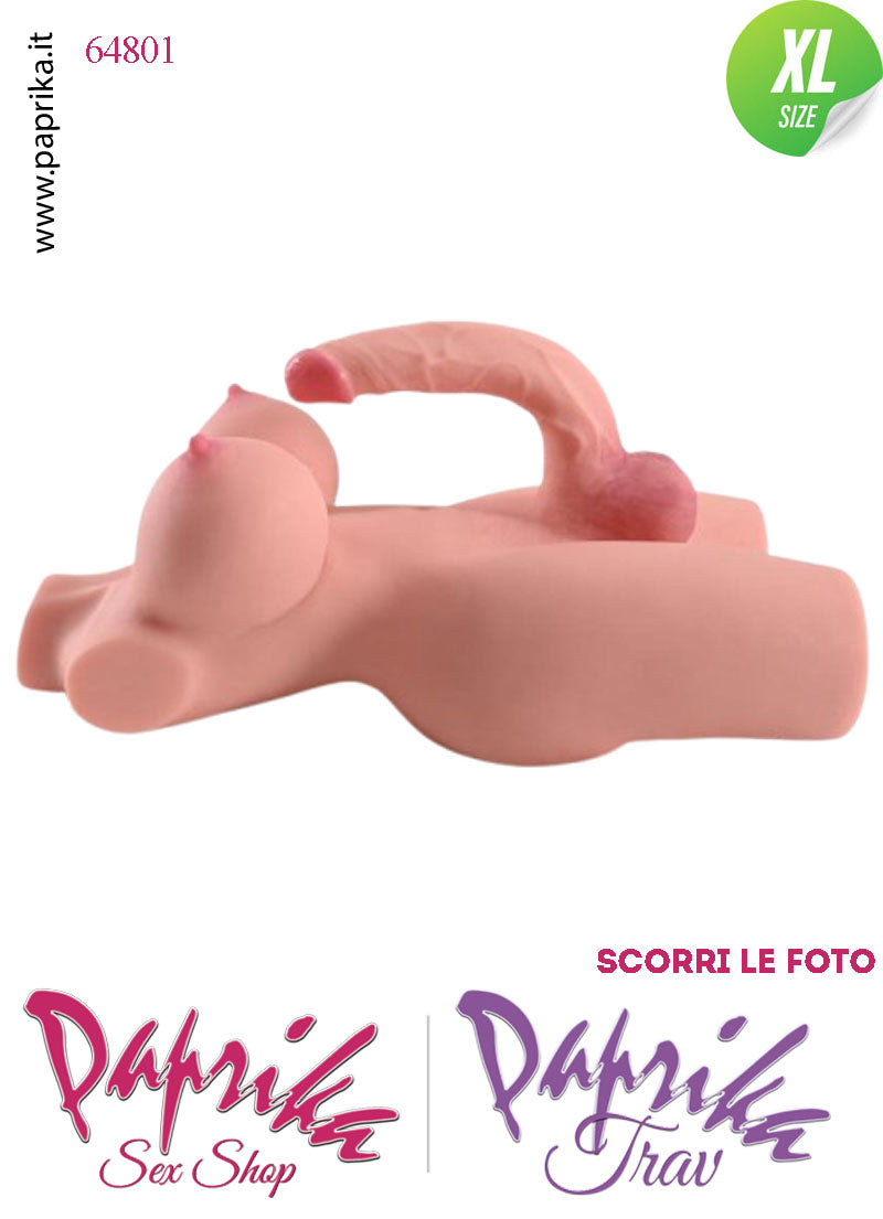 Busto Trans Pene Flessibile Grande Seno Prosperoso Non Vibrante 41 cm