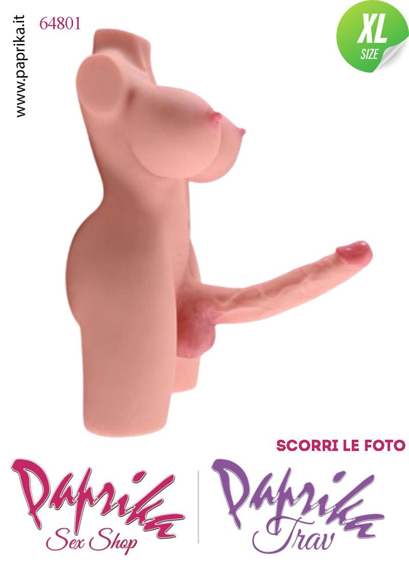 Busto Trans Pene Flessibile Grande Seno Prosperoso Non Vibrante 41 cm