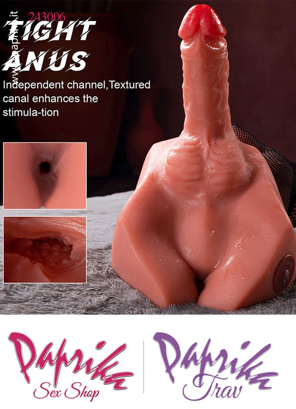 Fallo Su & Giù e Ano Masturbatore Unisex Flessibile TPE Fallo 15 cm