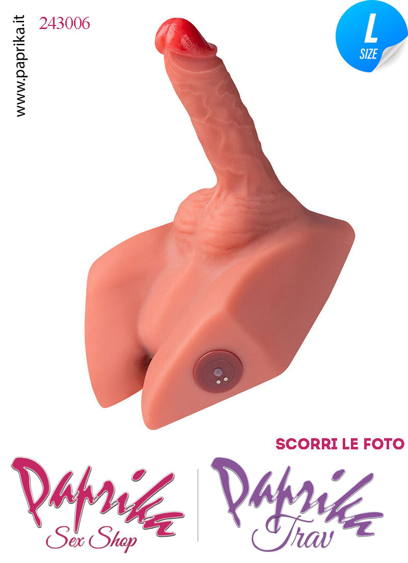 Fallo Su & Giù e Ano Masturbatore Unisex Flessibile TPE Fallo 15 cm