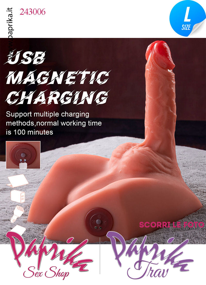 Fallo Su & Giù e Ano Masturbatore Unisex Flessibile TPE Fallo 15 cm