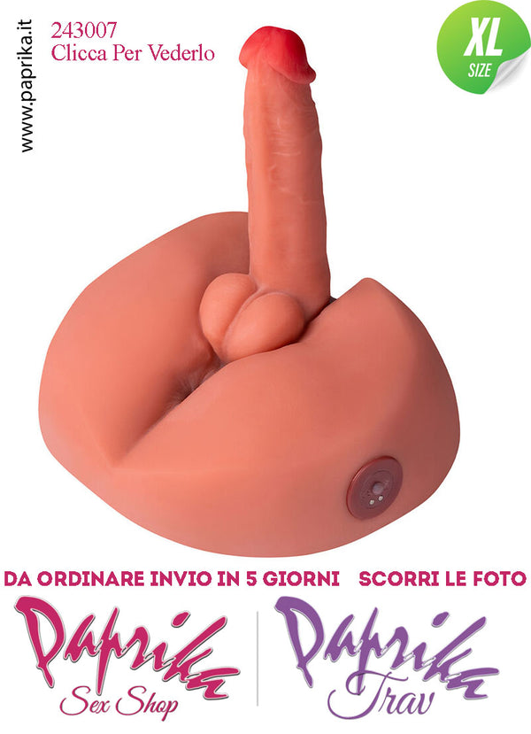 Fallo Su & Giù e Ano Masturbatore Unisex Flessibile TPE Fallo 19 cm