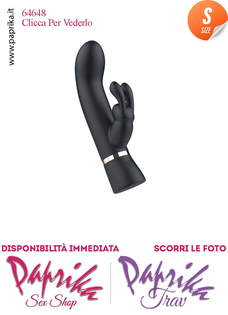 Mini Rabbit Silicone Nero Vibrante Small Punto G 10 Funzioni 8/13 cm Ø 26