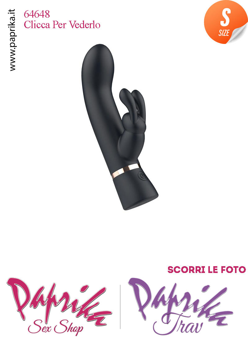 Mini Rabbit Silicone Nero Vibrante Small Punto G 10 Funzioni 8/13 cm Ø 26