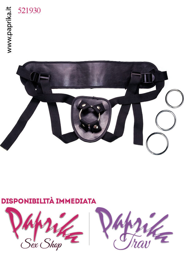 Mutanda Strap-On Universale Unisex 3 Anelli Metallo Cinghie Regolabili