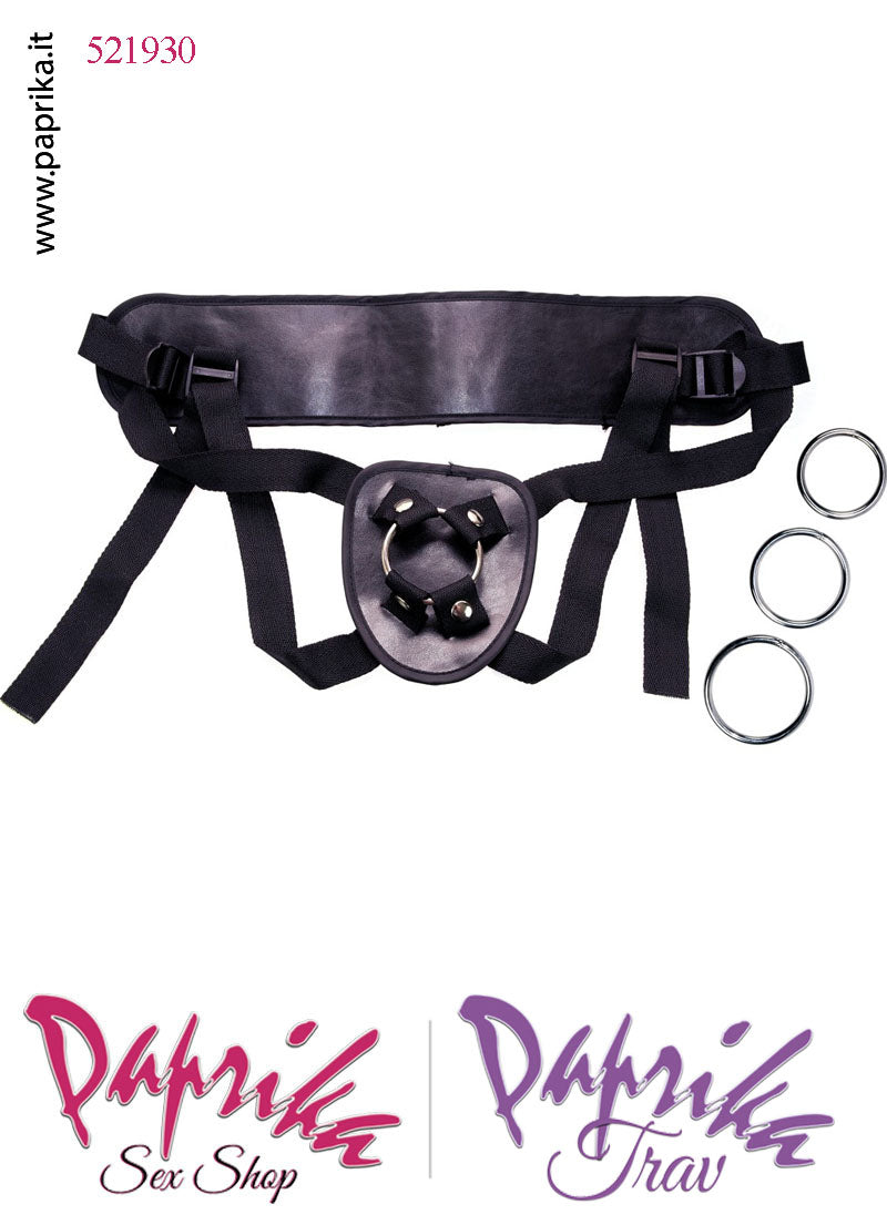 Strap-On Fallo XL Pelle Mobile Non Vibrante 26 cm Ø 46 Mutanda 3 Anelli